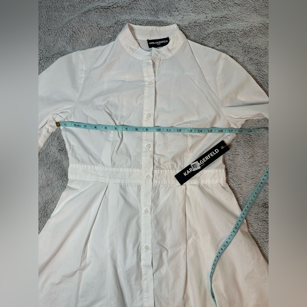 Karl Lagerfeld Paris White Cotton Button-Front Tunic Blouse Size Small NWT - Picture 10 of 13